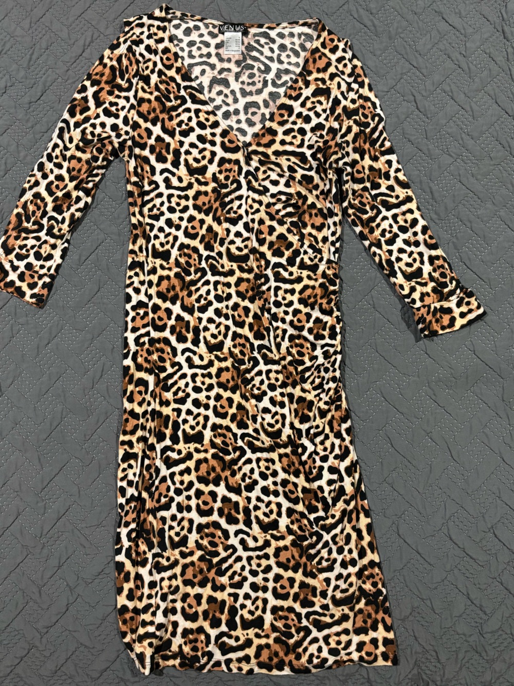 VENUS Leopard Print Midi Dress - Black, Brown, Cream